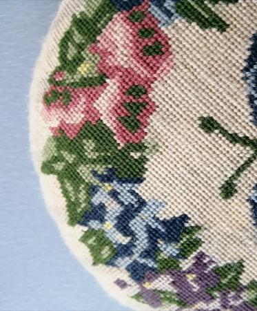 Image 5 of Small Round Tapestry Footstool.