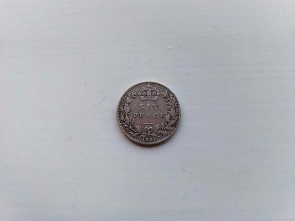 Image 1 of 1891 Great Britain Six Pence Coin KM# 760 (aF)