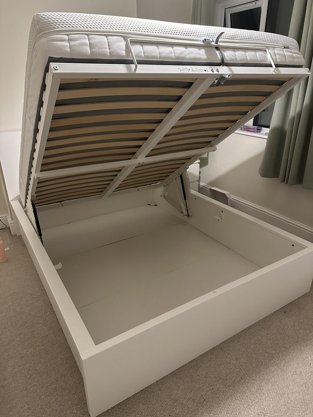 Preview of the first image of IKEA Malm Ottoman storage bed - UK King sized.