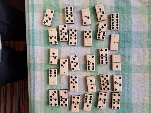 Image 1 of Victorian set of Dominoes. Made of ebony and bone.