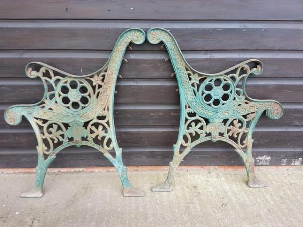 Image 3 of Pair of Antique/vintage Cast Iron Bench Ends
