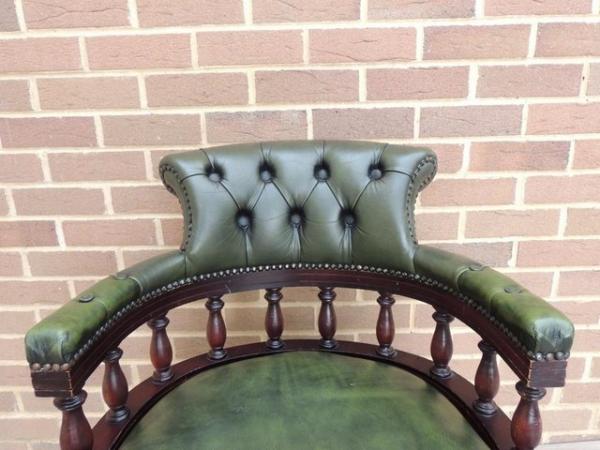 Image 8 of Antique Green Chesterfield Captains Chair (UK Delivery)