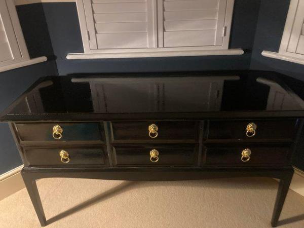Image 1 of Black Cabinet/Sideboard with drawers and lion head handles
