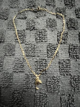 Image 1 of 9CT Gold Anklet With Dolphin Charm