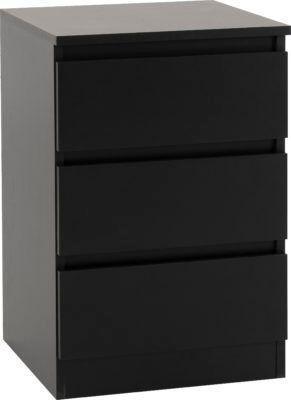 Preview of the first image of MALVERN 3 DRAWER BEDSIDE - BLACK  Assembled Sizes W x D x H.