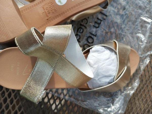 Image 3 of Sandals brand new strappy metallic gold coloured.