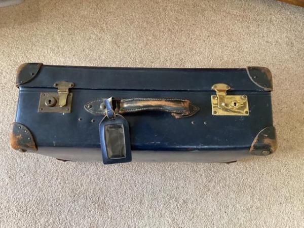Image 3 of Large Navy Blue Vintage Suitcase