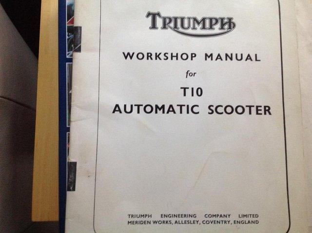 Preview of the first image of Triumph t10 scooter workshop manual and service sheet.