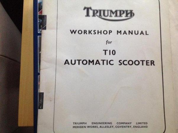 Image 1 of Triumph t10 scooter workshop manual and service sheet