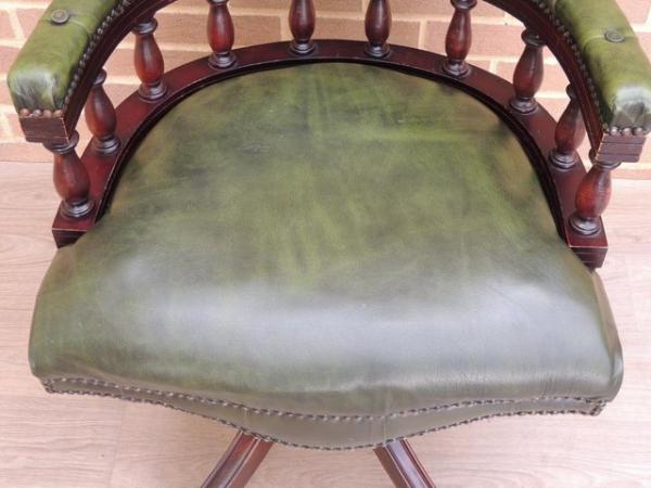 Image 13 of Antique Green Chesterfield Captains Chair (UK Delivery)