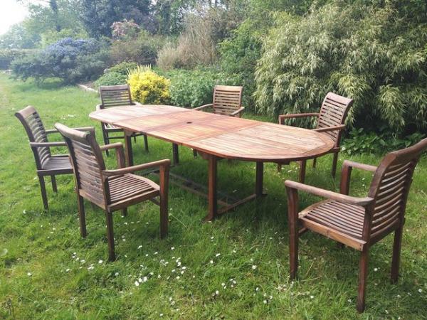 Image 3 of Teak extending table and 6 chairs