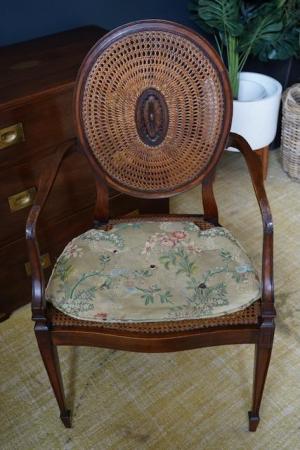 Image 15 of Victorian Edwardian Walnut Rattan Occasional Chair