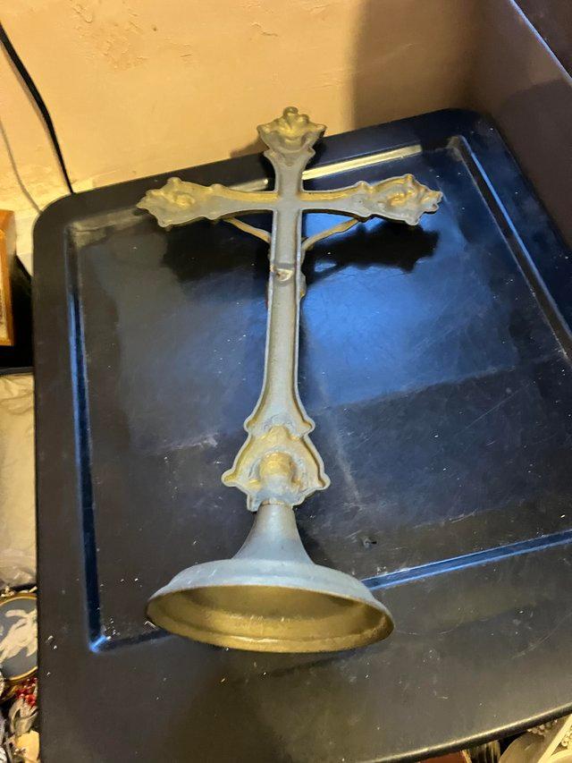 Preview of the first image of Brass large table crucifix in good condition.