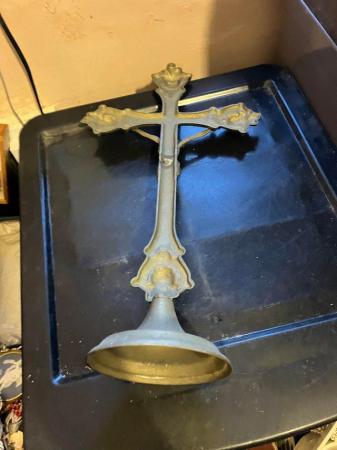 Image 1 of Brass large table crucifix in good condition