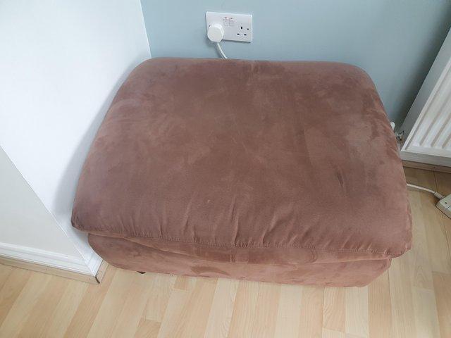 Preview of the first image of Brown fabric footstool/ small seat.