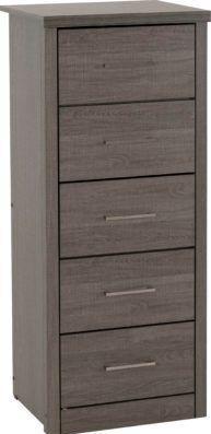 Image 1 of Lisbon 5 drawer narrow chest in black wood