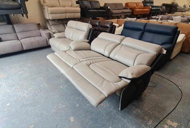 Image 13 of La-z-boy grey and black leather 3+2 seater sofas