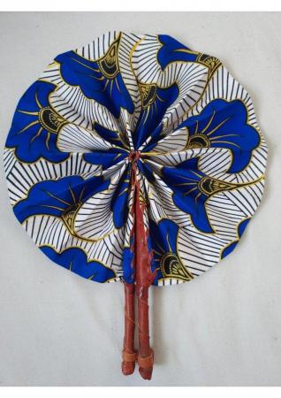 Image 1 of Unique handmade blue fan / accessory with african fabrics
