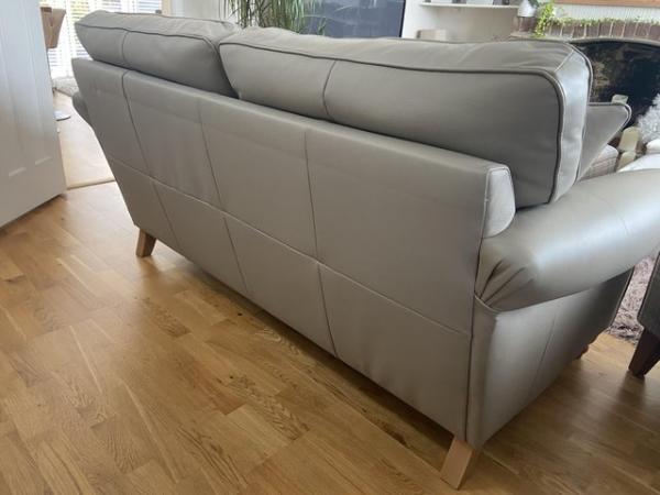 Image 3 of NEXT Ashford 2-seater leather sofa - light grey