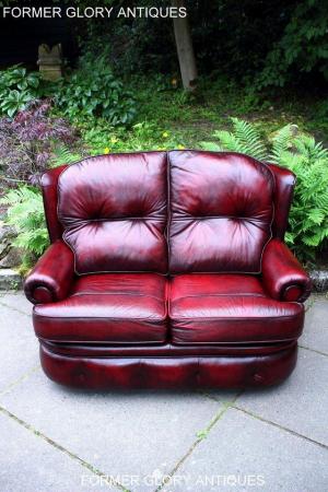 Image 48 of SAXON OXBLOOD RED LEATHER CHESTERFIELD SETTEE SOFA ARMCHAIR