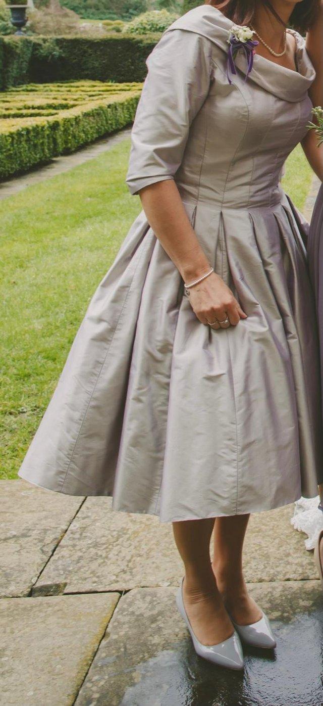 Preview of the first image of Ian Stuart Grey Pearl mother of the bride occasion dress.