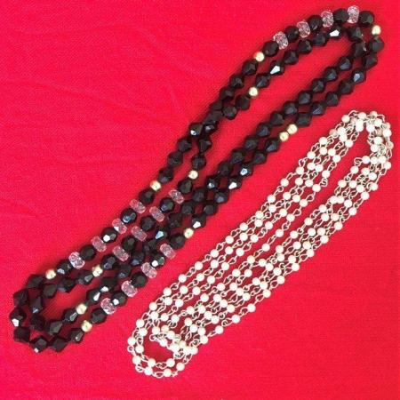 Image 1 of Vintage/with age necklaces faux gass bead & faux pearl bead