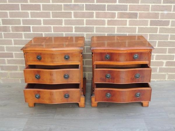 Image 4 of Pair of Burr Wood Bedside Chests (UK Delivery)