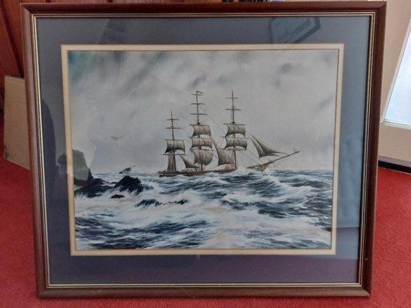 Image 1 of Original framed painting of Taitsing on Route to China 1865