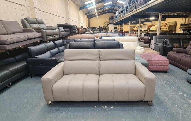 Image 3 of Ex-display Marvella grey leather 3 seater sofa