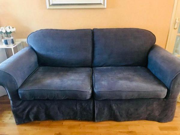 Image 2 of Sofa 3 Seater with Navy Blue Stretch Cover