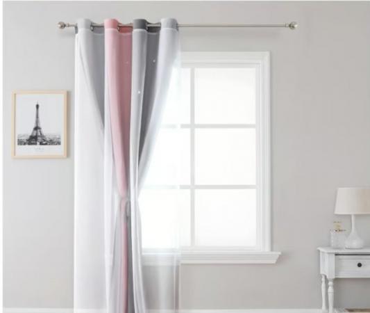 Image 2 of Star Curtain Stars Blackout Curtain for Kids Girls Bedroom L