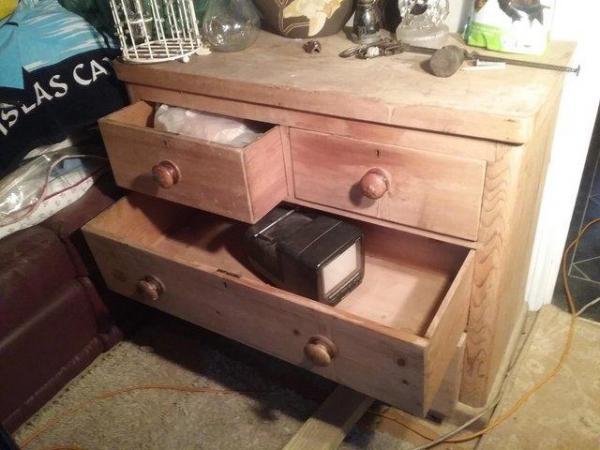 Image 1 of 1860's pine chest of 4 drawers