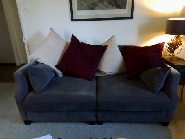 Preview of the first image of Laura Wade Large Corner Sofa in Grey brush cotton.