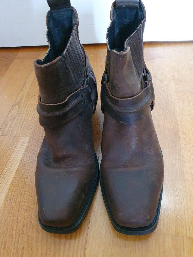 Preview of the first image of Mens size  8 Western style brown leather ankle boot.
