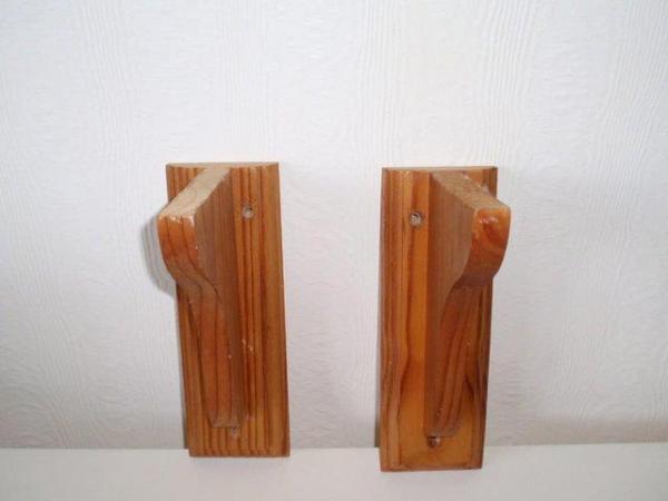 Image 3 of Pair of Shaped Pine Wood Wall Brackets