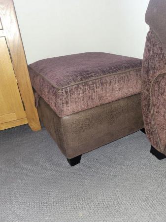 Image 2 of DFS Brown sofa with silver/duck egg trimmed cushions