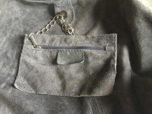 Image 10 of BORSE IN PELLE Dark Grey Suede Leather LARGE Slouch Hobo Bag