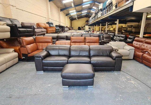 Image 1 of Laurence Metz black coffee electric recliner 4 seater sofa