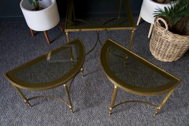 Image 10 of French Hollywood Revival Brass & Glass Coffee Table 1970s