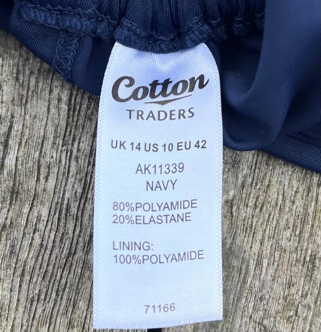 Preview of the first image of Cotton Traders Long line tankini top - Navy blue.