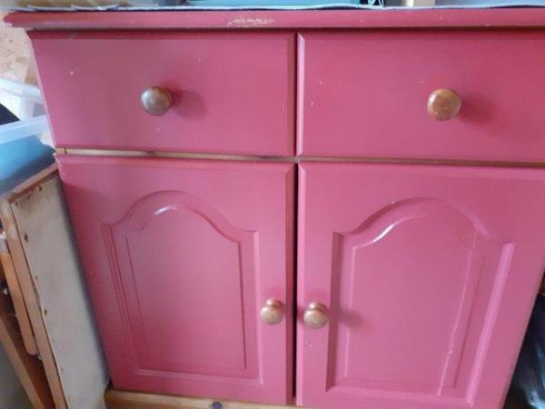 Image 3 of Solid pine dresser painted front( brass knobs)