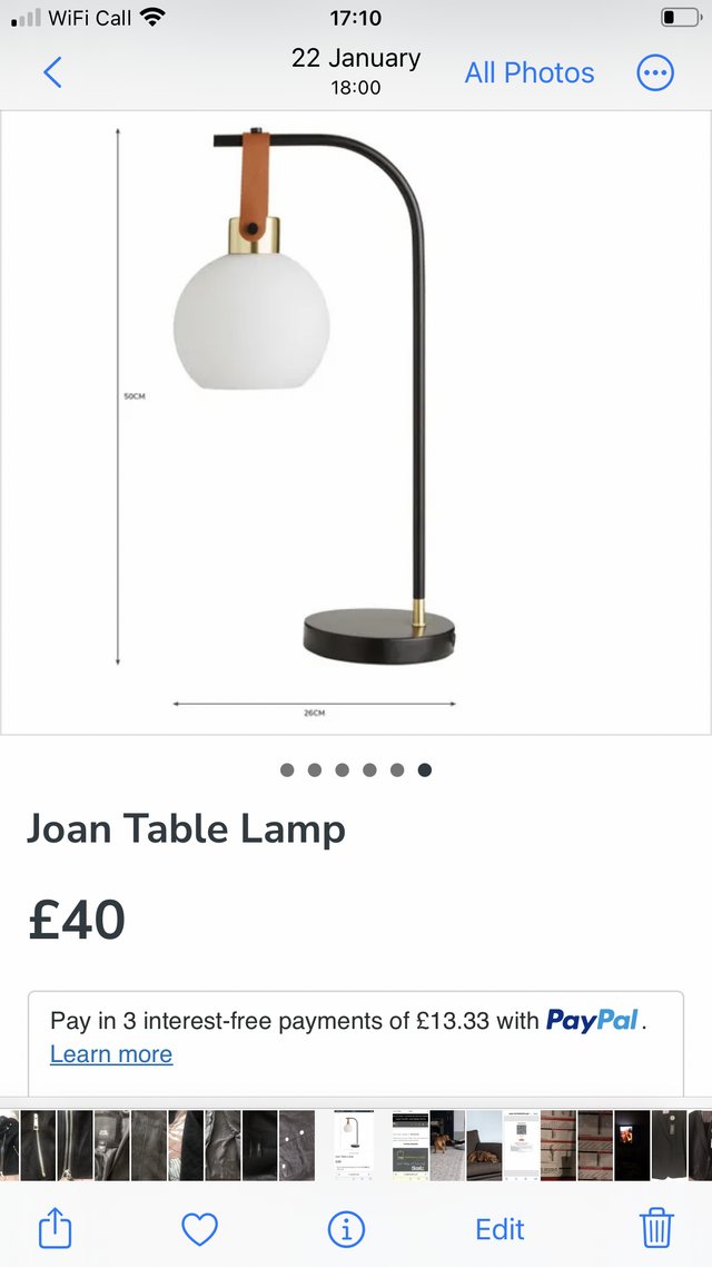 Preview of the first image of Dunelm Joan Modern Table Lamp.