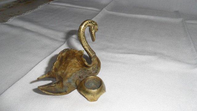 Image 2 of Brass Swan Small Candle Holder