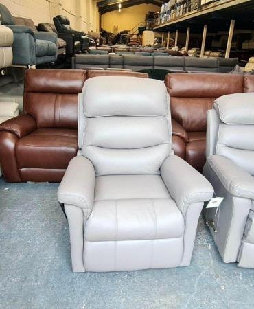 Image 1 of La-z-boy Tulsa grey leather Rise and Lift electric armchair