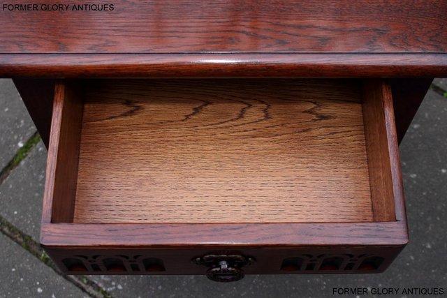 Image 11 of AN OLD CHARM TUDOR BROWN CARVED OAK BEDSIDE PHONE LAMP TABLE