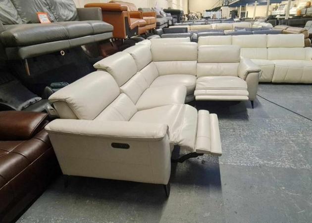 Image 4 of Illinois silver leather electric recliner corner sofa