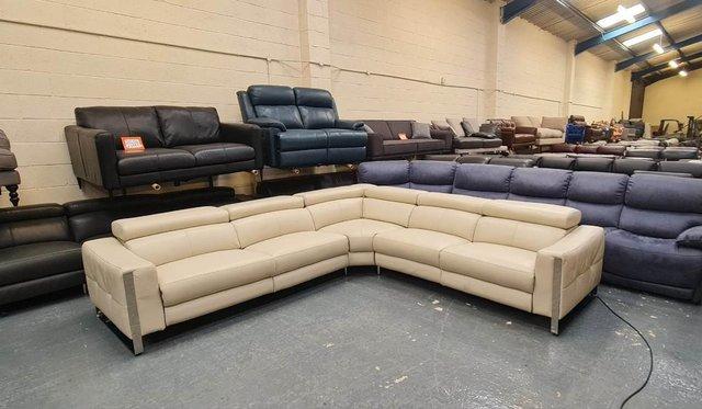 Image 1 of New Torres cream leather electric recliner corner sofa