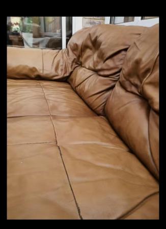 Image 1 of 3 seater genuine leather brown sofa nice