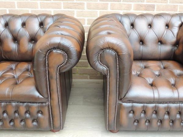 Image 7 of Pair of Fully Buttoned Chesterfield Armchairs (UK Delivery)