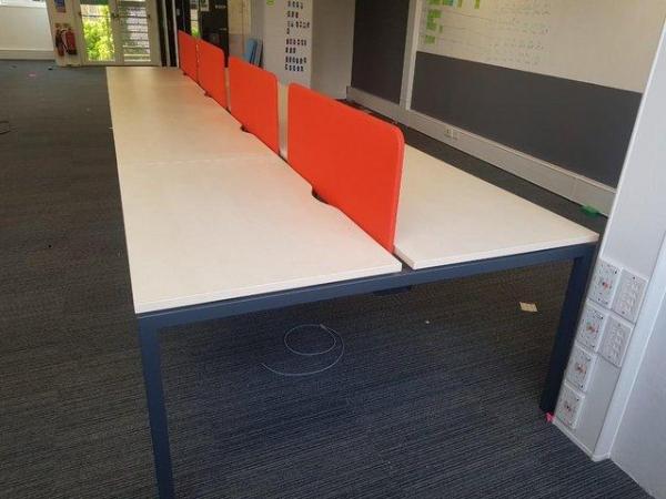 Image 6 of 4 sets of Wood top 8-pod office/business bench hot desks